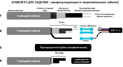 Как подключить греющий кабель к сети 220в схема подключения без терморегулятора